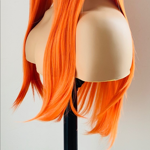 Orange “Put On & Go” Synthetic Event Wig with Bangs  🎃 NO FURTHER DISCOUNT - Picture 5 of 11